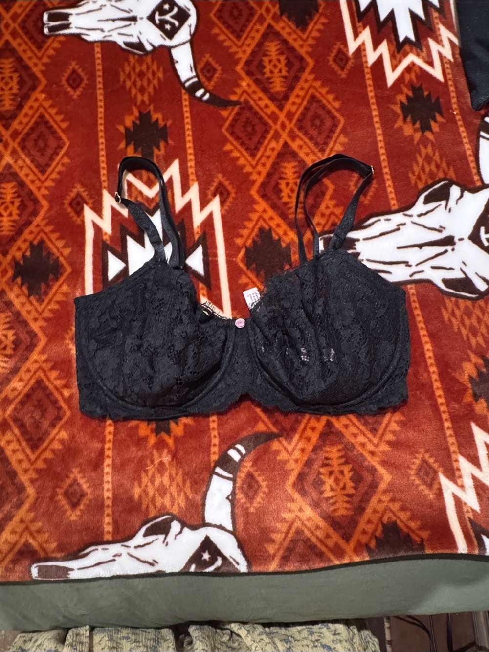Victoria's Secret Black Lace Underwire Bra with Pink Accent